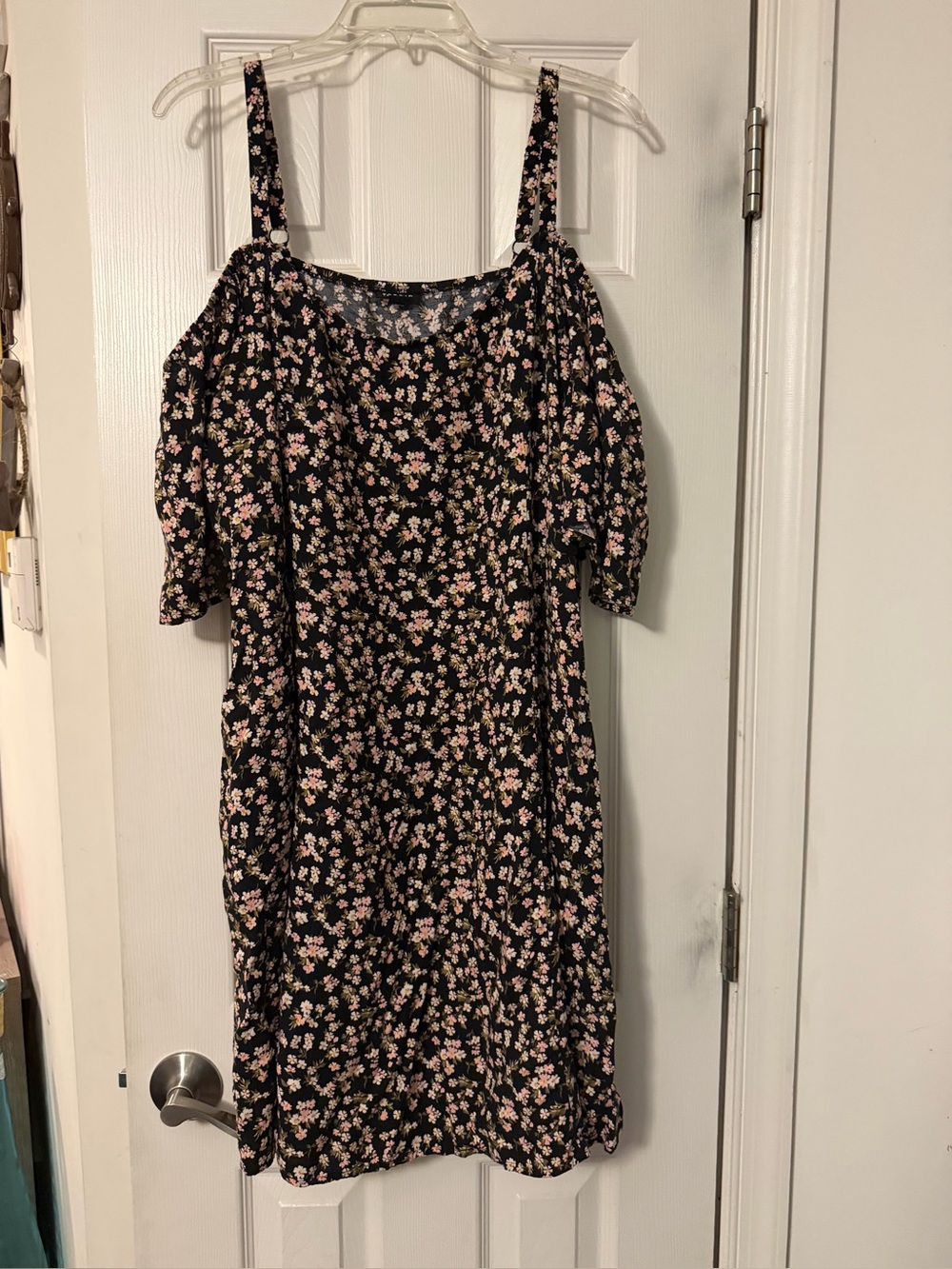 torrid Black Floral Cold-Shoulder Dress with Pink Blossoms